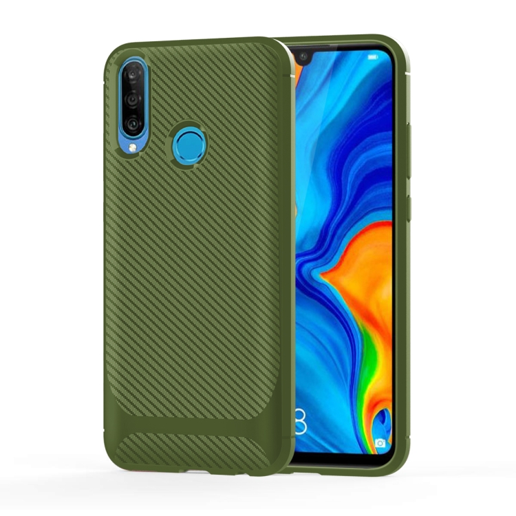 

For Huawei Y6P 2020 Carbon Fiber Texture Shockproof TPU Protective Case(Green)