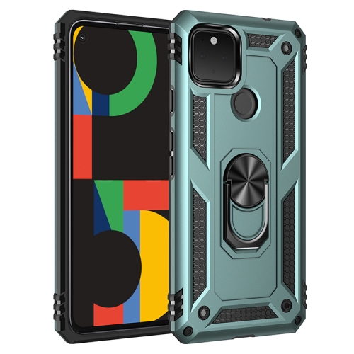 

For Google Pixel 5 XL Shockproof TPU + PC Protective Case with 360 Degree Rotating Holder(Green)