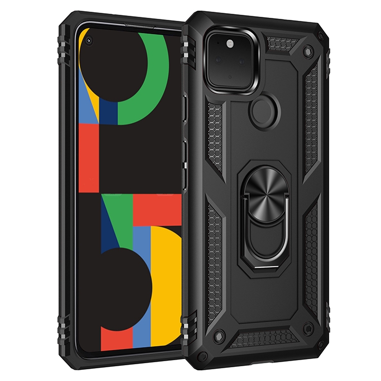 

For Google Pixel 5 Shockproof TPU + PC Protective Case with 360 Degree Rotating Holder(Black)