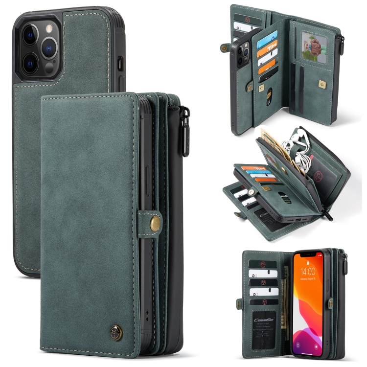

CaseMe 018 Detachable Multi-functional Horizontal Flip Leather Case, with Card Slot & Holder & Zipper Wallet & Photo Frame For iPhone 12 Pro Max(Blue)