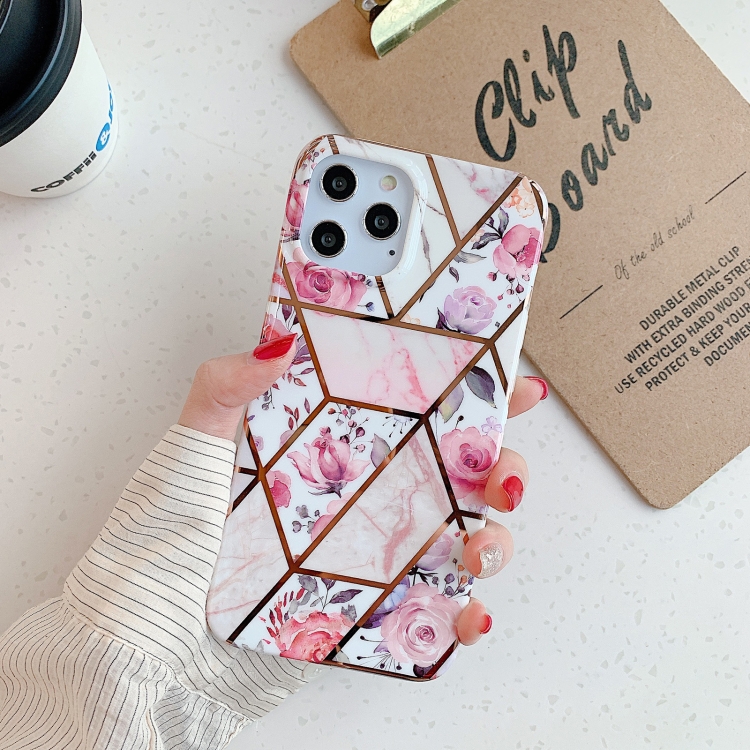 

Plating Splicing Pattern Soft TPU Protective Case for iPhone 11 Pro Max(Retro Flower)