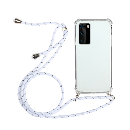 

For Samsung Galaxy Note20 Ultra Four-Corner Anti-Fall Transparent TPU Protective Case with Lanyard(White)