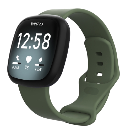 

For Fitbit Versa 3 / Sense Silicone Replacement Strap Watchband, Size: L(Dark Green)