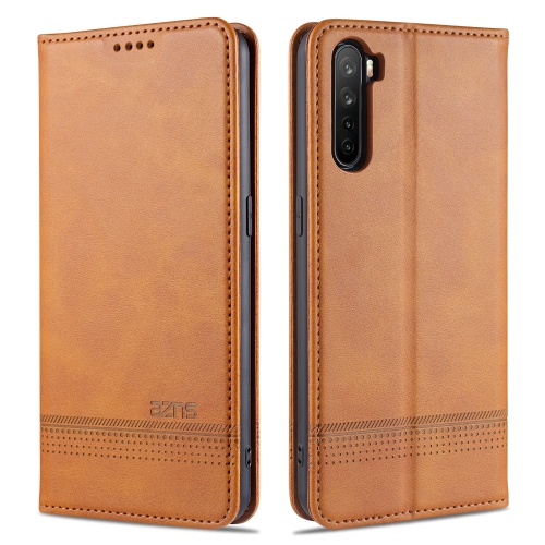 

For OPPO A91 AZNS Magnetic Calf Texture Horizontal Flip Leather Case with Card Slots & Holder & Wallet(Light Brown)