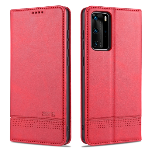 

For Huawei P40 AZNS Magnetic Calf Texture Horizontal Flip Leather Case with Card Slots & Holder & Wallet(Red)