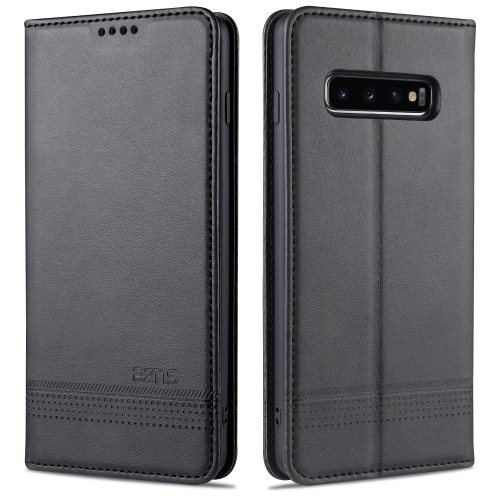 

For Samsung Galaxy S10 AZNS Magnetic Calf Texture Horizontal Flip Leather Case with Card Slots & Holder & Wallet(Black)