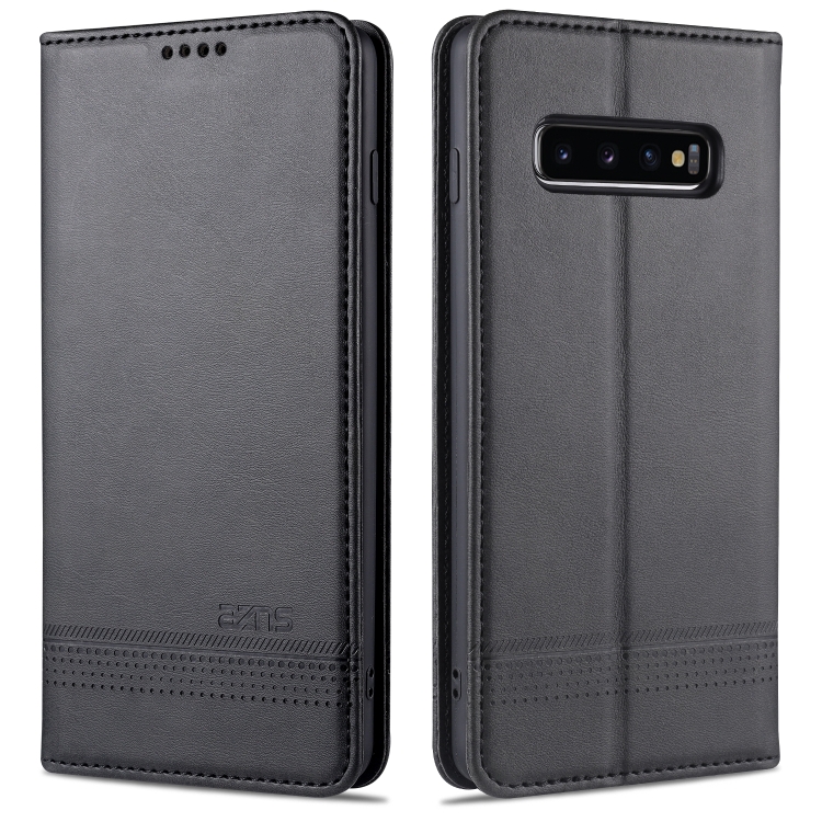 

For Samsung Galaxy S10+ AZNS Magnetic Calf Texture Horizontal Flip Leather Case with Card Slots & Holder & Wallet(Black)