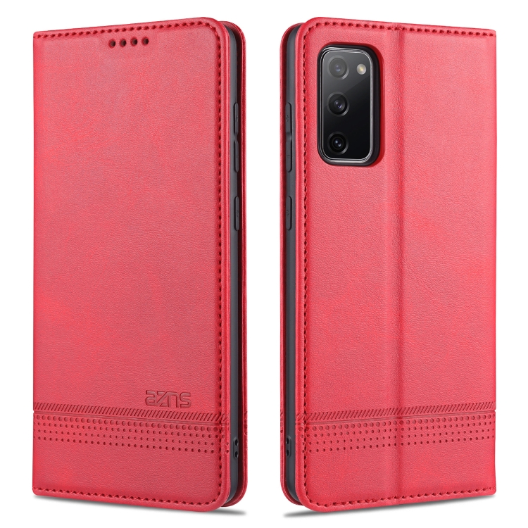

For Samsung Galaxy S20 FE AZNS Magnetic Calf Texture Horizontal Flip Leather Case with Card Slots & Holder & Wallet(Red)