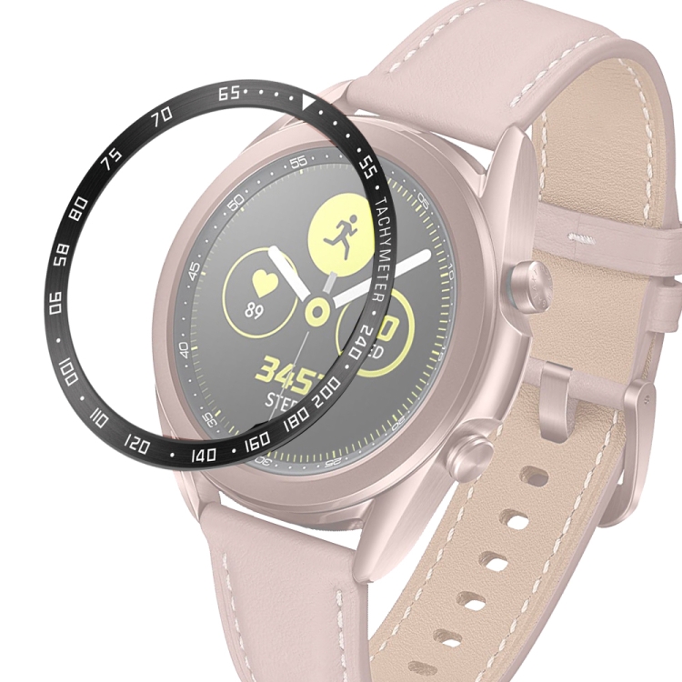 

For Samsung Galaxy Watch 3 41mm Smart Watch Steel Bezel Ring, E Version(Black Ring White Letter)