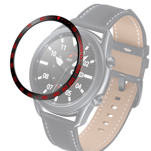 

For Samsung Galaxy Watch 3 45mm Smart Watch Steel Bezel Ring, E Version(Black Ring Red Letter)