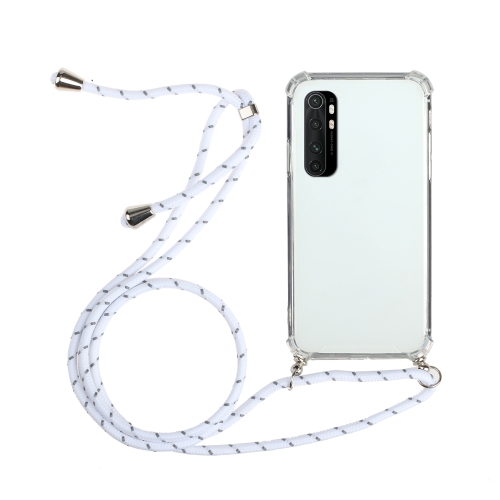 

For Xiaomi Mi Note 10 Lite Four-Corner Shockproof Transparent TPU Protective Case with Lanyard(White)