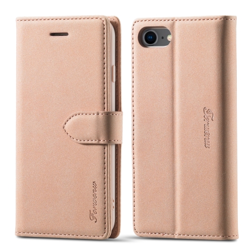 

For iPhone SE (2020) Forwenw F1 Series Matte Strong Magnetism Horizontal Flip Leather Case with Holder & Card Slots & Wallet & Photo Frame(Rose Gold)