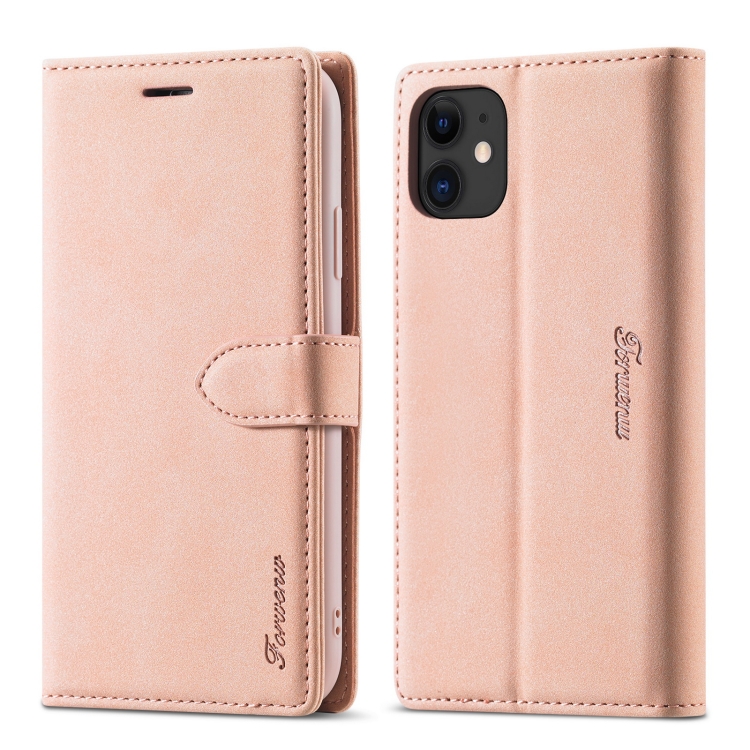 

For iPhone 11 Forwenw F1 Series Matte Strong Magnetism Horizontal Flip Leather Case with Holder & Card Slots & Wallet & Photo Frame(Rose Gold)