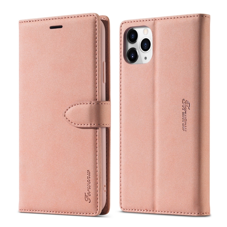

For iPhone 11 Pro Max Forwenw F1 Series Matte Strong Magnetism Horizontal Flip Leather Case with Holder & Card Slots & Wallet & Photo Frame(Rose Gold)