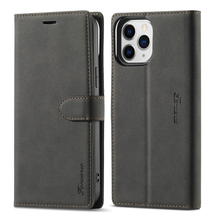 

For iPhone 12 Pro Forwenw F1 Series Matte Strong Magnetism Horizontal Flip Leather Case with Holder & Card Slots & Wallet & Photo Frame(Black)