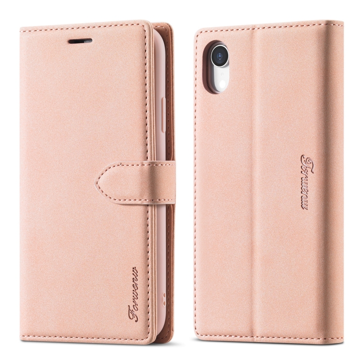 

For iPhone XR Forwenw F1 Series Matte Strong Magnetism Horizontal Flip Leather Case with Holder & Card Slots & Wallet & Photo Frame(Rose Gold)