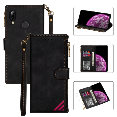 

For Samsung Galaxy A10s Zipper Multi-card Slots Horizontal Flip PU Leather Case with Holder & Card Slots & Wallet & Lanyard & Photo Frame(Black)