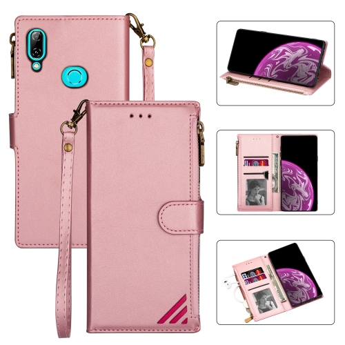 

For Samsung Galaxy A20 / A30 Zipper Multi-card Slots Horizontal Flip PU Leather Case with Holder & Card Slots & Wallet & Lanyard & Photo Frame(Rose Gold)