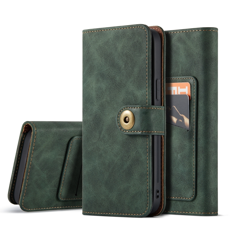 

Retro Magnetic Horizontal Flip Leather Case with Card Slots & Wallet & Photo Frame & Detachable Back Cover For iPhone 12 / 12 Pro(Green)