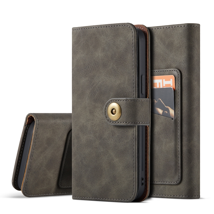 

Retro Magnetic Horizontal Flip Leather Case with Card Slots & Wallet & Photo Frame & Detachable Back Cover For iPhone 12 Pro Max(Gray)