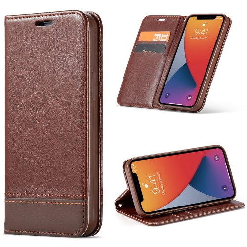 

Double-sided Absorption Splicing Horizontal Flip Leather Case with Holder & Card Slots & Lanyard For iPhone 12 mini (Brown)