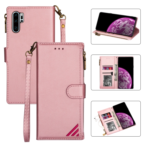 

For Huawei P30 Pro Zipper Multi-card Slots Horizontal Flip PU Leather Case with Holder & Card Slots & Wallet & Lanyard & Photo Frame(Rose Gold)