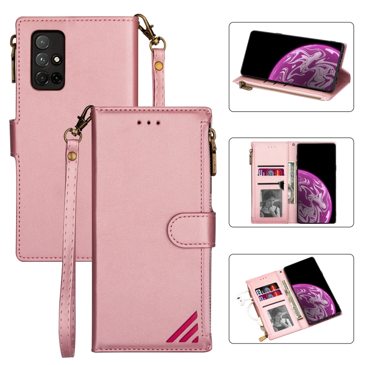 

For Huawei Honor 30S Zipper Multi-card Slots Horizontal Flip PU Leather Case with Holder & Card Slots & Wallet & Lanyard & Photo Frame(Rose Gold)
