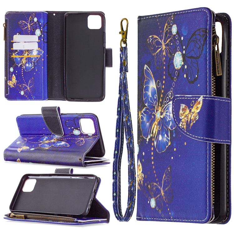 

For OPPO Realme C11 Colored Drawing Pattern Zipper Horizontal Flip Leather Case with Holder & Card Slots & Wallet(Purple Butterfly)