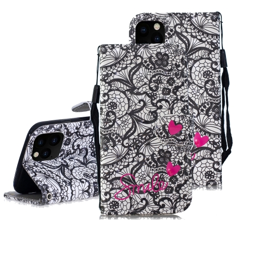 

3D Painting Pattern Coloured Drawing Horizontal Flip PU Leather Case with Holder & Card Slots & Wallet For iPhone 12 Pro Max(Lace Flower)