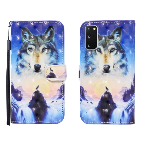 

For Samsung Galaxy S20 FE 3D Painted Pattern Horizontal Flip Leather Case with Holder & Wallet & Card slot & Lanyard (Sunrise Wolf)
