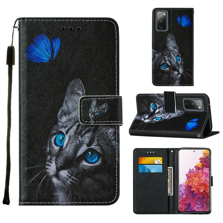 

For Samsung Galaxy S20 FE 5G Colored Drawing Pattern Horizontal Flip Leather Case with Holder & Card Slot & Lanyard(Cat)