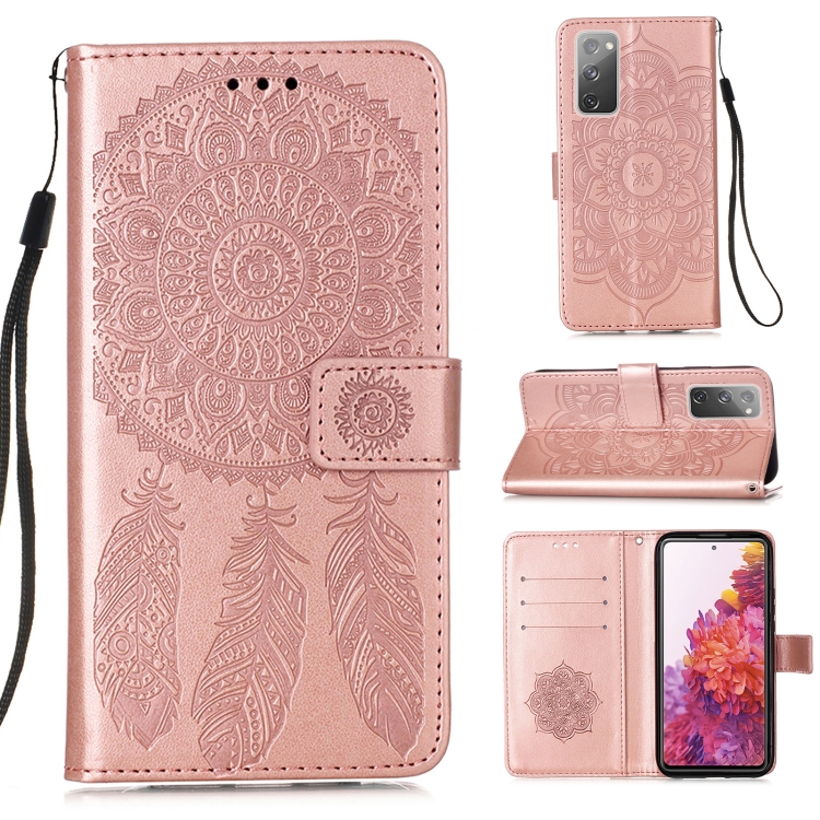 

For Samsung Galaxy S20 FE 5G Dream Catcher Printing Horizontal Flip Leather Case with Holder & Card Slots & Wallet & Lanyard(Rose Gold)