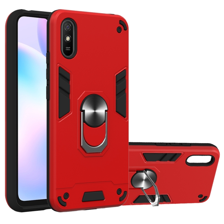 

For Xiaomi Redmi 9A Armour Series PC + TPU Protective Case with Ring Holder(Red)