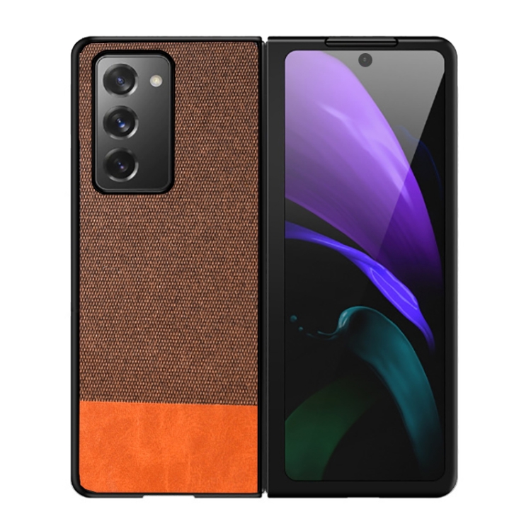 

For Samsung Galaxy Z Fold2 5G Shockproof Splicing PU + Cloth Texture PC + TPU Protective Case(Brown)