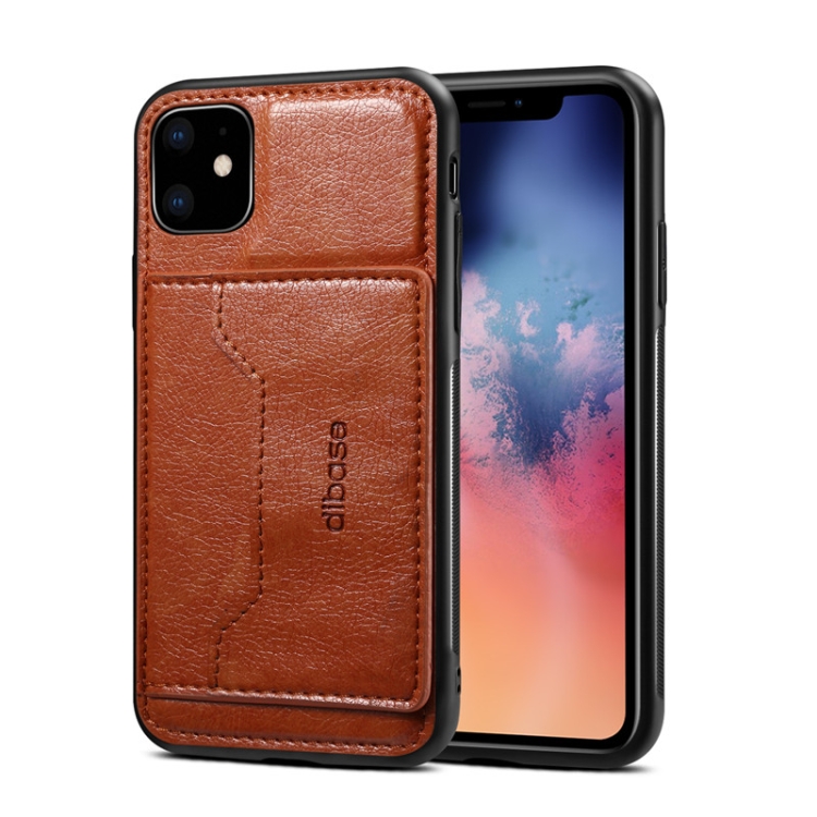 

Dibase TPU + PC + PU Crazy Horse Texture Protective Case with Holder & Card Slots For iPhone 12 mini(Brown)
