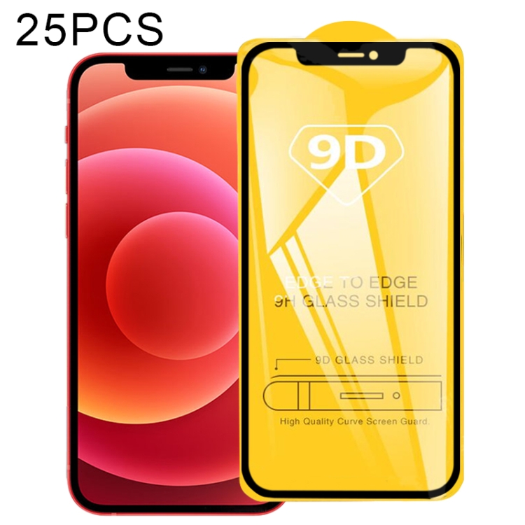 

25 PCS 9D Full Glue Full Screen Tempered Glass Film For iPhone 12 mini