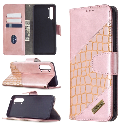 

For OPPO Find X2 Lite Matching Color Crocodile Texture Horizontal Flip PU Leather Case with Wallet & Holder & Card Slots(Rose Gold)