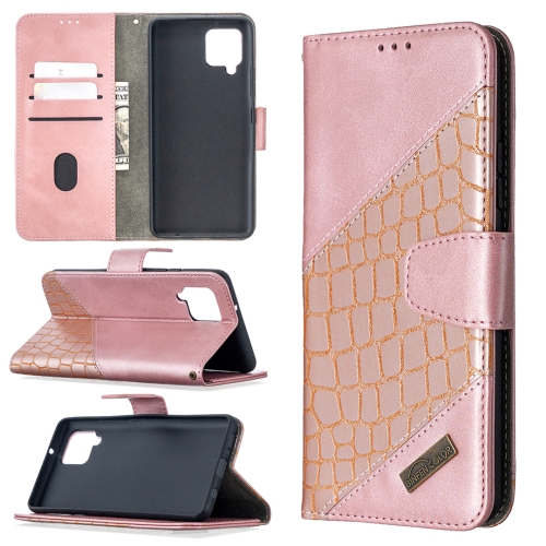 

For Samsung Galaxy A42 5G Matching Color Crocodile Texture Horizontal Flip PU Leather Case with Wallet & Holder & Card Slots(Rose Gold)