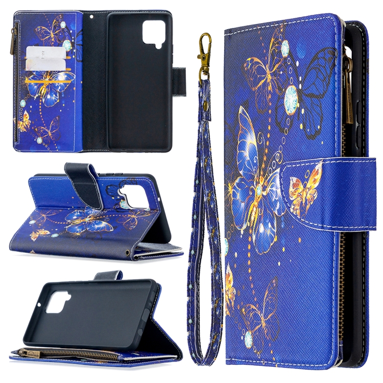 

For Samsung Galaxy A42 5G Colored Drawing Pattern Zipper Horizontal Flip Leather Case with Holder & Card Slots & Wallet(Purple Butterfly)