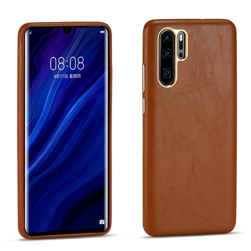 

For Huawei P30 Pro Lambskin Texture Four-Corner Full Coverage Leather + Metal Protective Case(Brown)