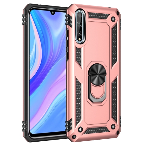 

For Huawei Y8p Shockproof TPU + PC Protective Case with 360 Degree Rotating Holder(Rose Gold)