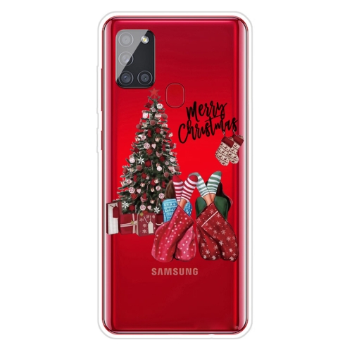 

For Samsung Galaxy A21s Christmas Series Clear TPU Protective Case(Christmas Pajamas)