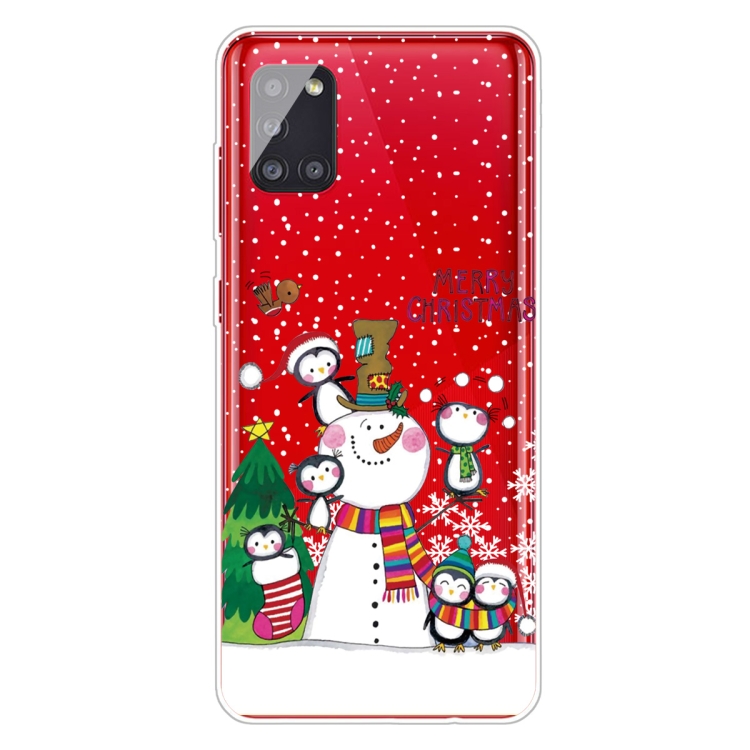 

For Samsung Galaxy A71 5G Christmas Series Clear TPU Protective Case(Penguin Family)