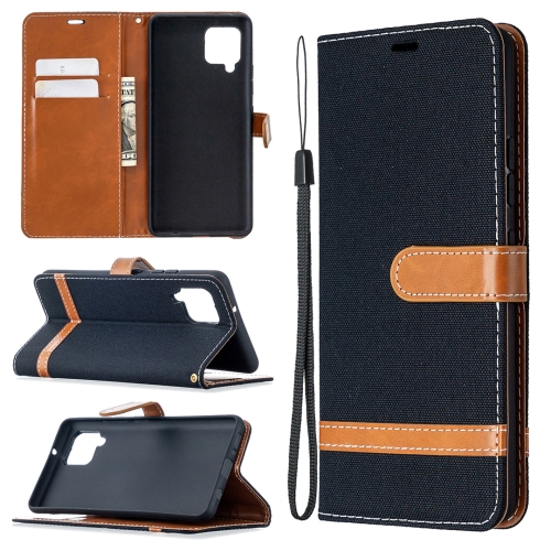 

For Samsung Galaxy A42 5G Color Matching Denim Texture Horizontal Flip Leather Case with Holder & Card Slots & Wallet & Lanyard(Black)