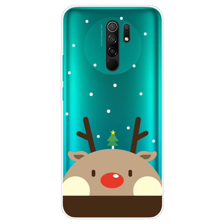 

For Xiaomi Redmi 9 Christmas Series Transparent TPU Protective Case(Fat Deer)