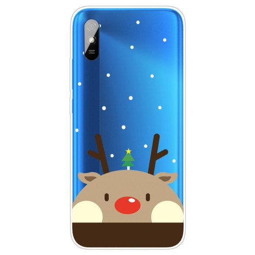 

For Xiaomi Redmi 9A Christmas Series Transparent TPU Protective Case(Fat Deer)