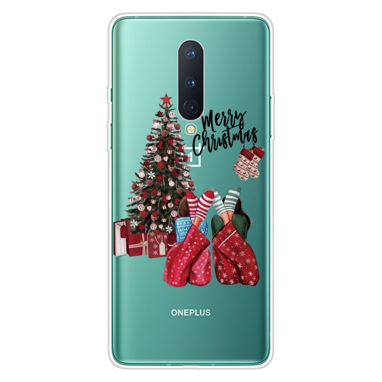 

For OnePlus 8 Christmas Series Transparent TPU Protective Case(Christmas Pajamas)