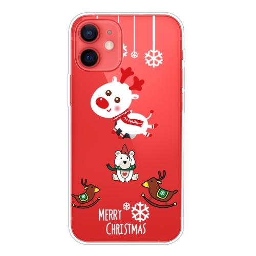 

Christmas Series Clear TPU Protective Case For iPhone 12 mini(Trojan Bear Deer)