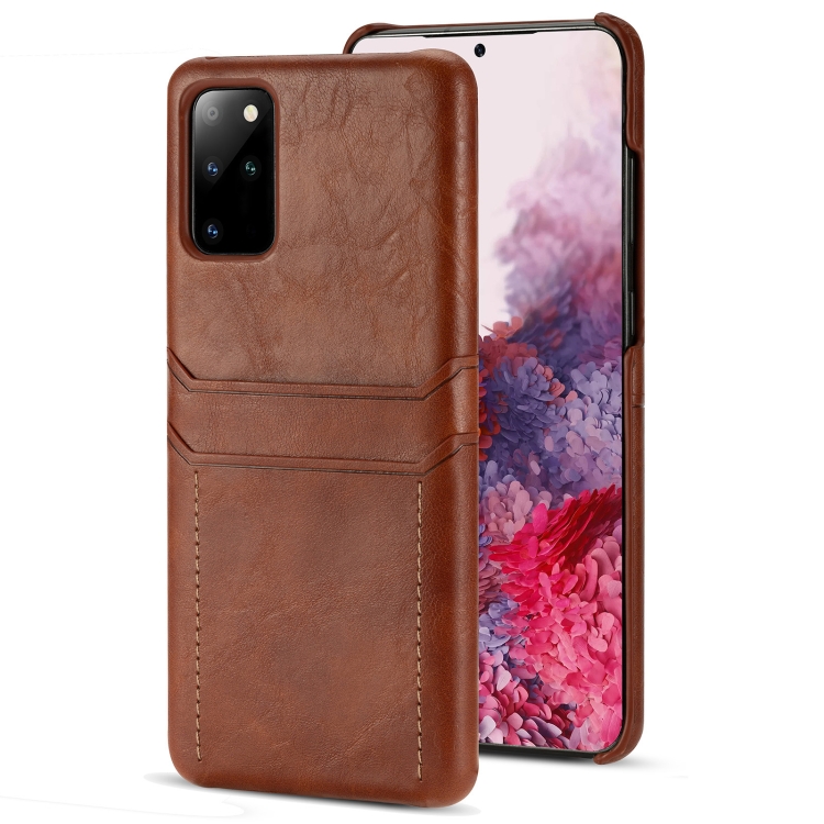 

For Samsung Galaxy S20+ Calf Texture PU + PC Protective Case with Card Slots(Brown)