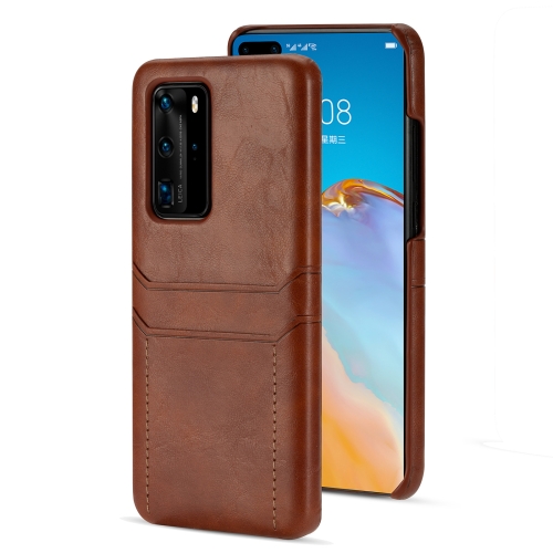 

For Huawei P40 Pro Calf Texture PU + PC Protective Case with Card Slots(Brown)